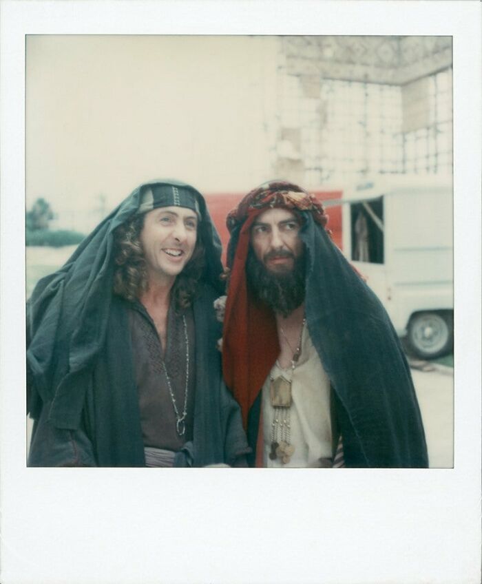 Eric Idle And George Harrison On The Set Of Life Of Brian (1978)